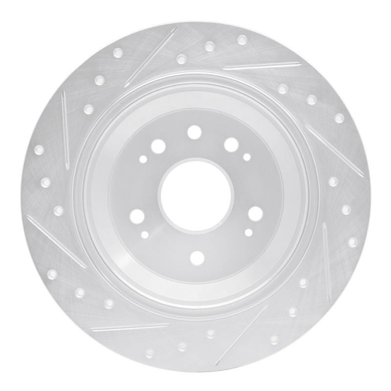 Honda CrossTOUR Brake Rotor (1) - Rear Right - R1 Concepts - Drilled & Slotted - Silver - `10-`15
